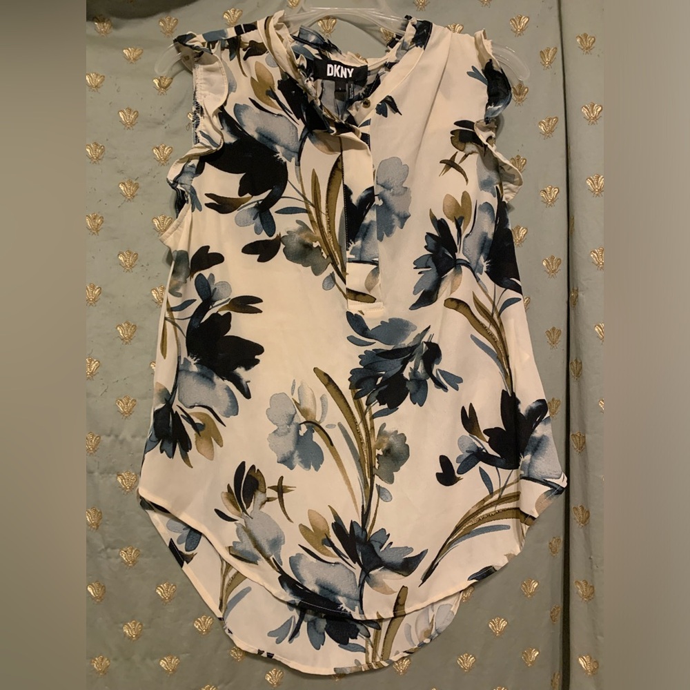 NWT DKNY Floral Tank Top Blouse Size L